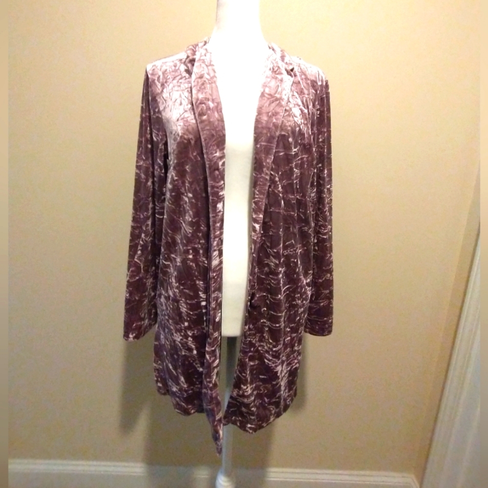 Vintage Units Crushed Velvet Cardigan in Mauve